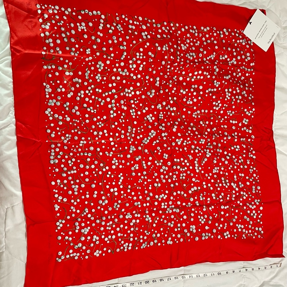 Hermes Red Berries Silk Scarf